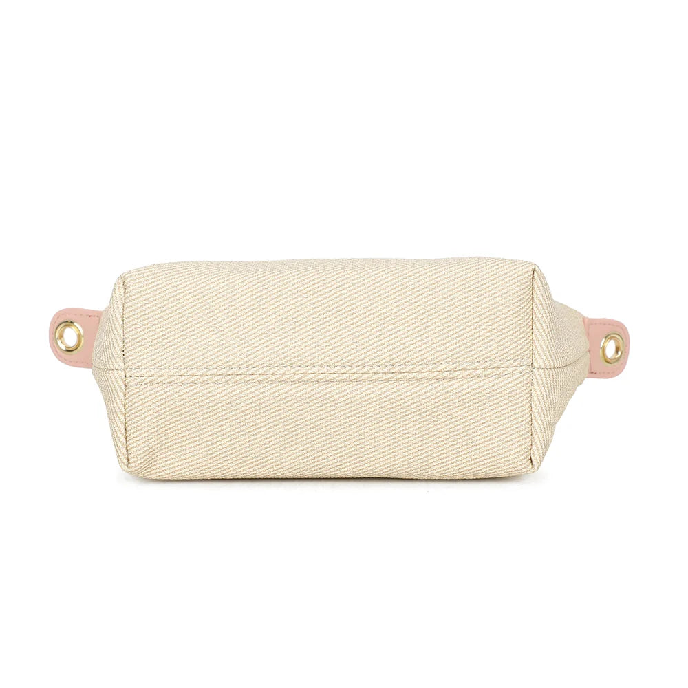 Dessous du Soléa beige/rose en toile texturée, pour un format compact de 18 × 9 × 15 cm – réf. Z-05-5