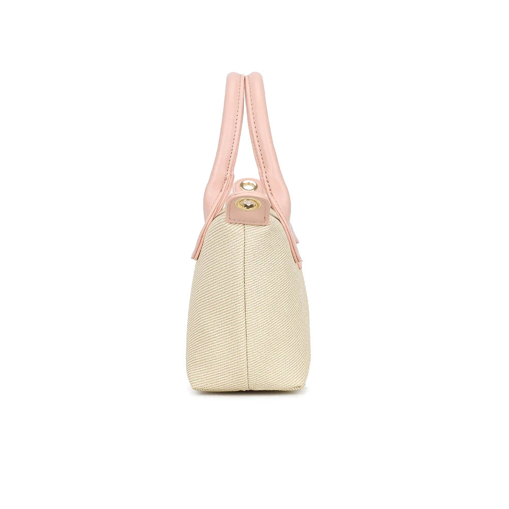 Profil du Soléa beige/rose : 9 cm de profondeur et patte latérale pour la bandoulière amovible – réf. Z-05-5