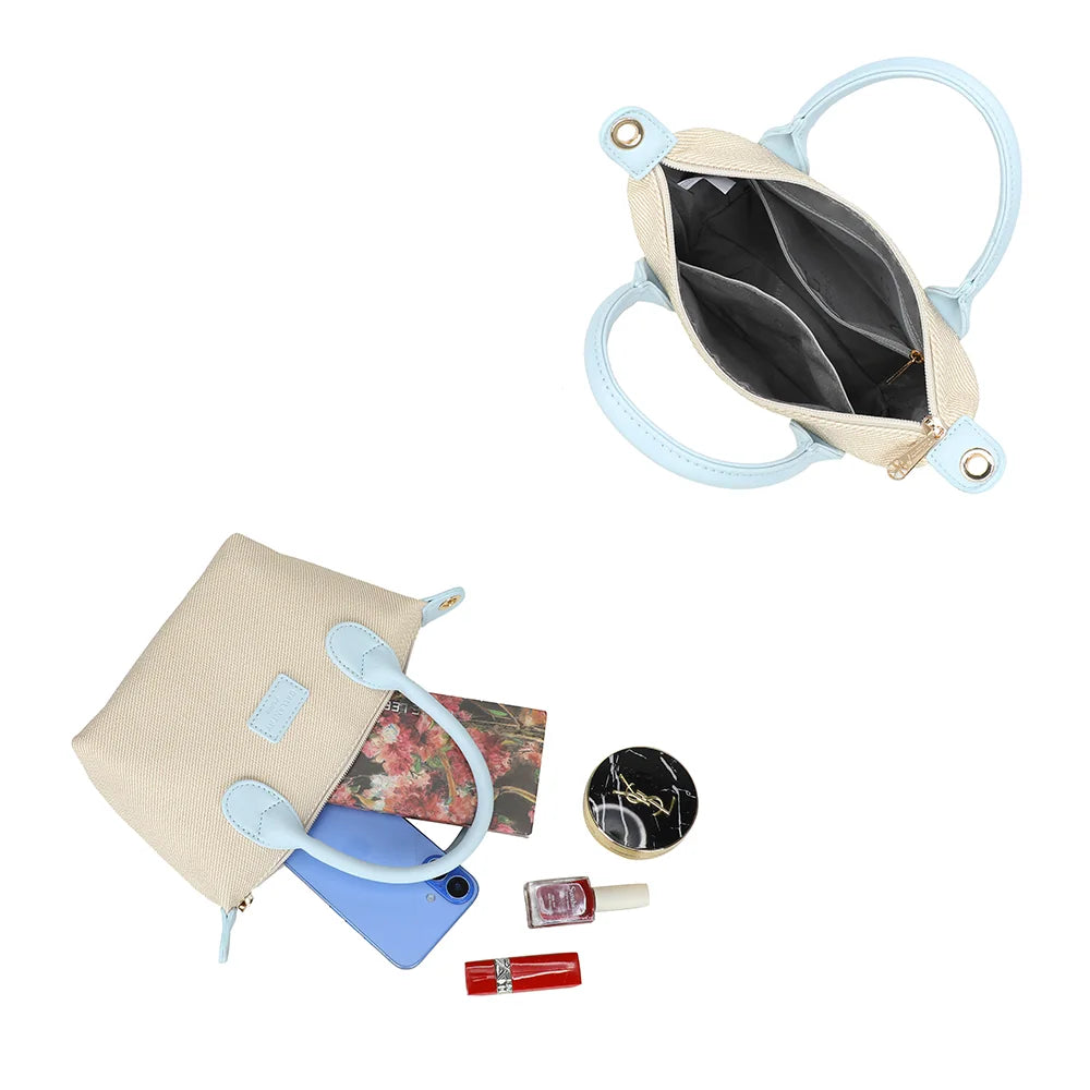 Intérieur du Soléa bleu clair : fermeture zippée, doublure synthétique et poches plaquées – réf. Z-05-5