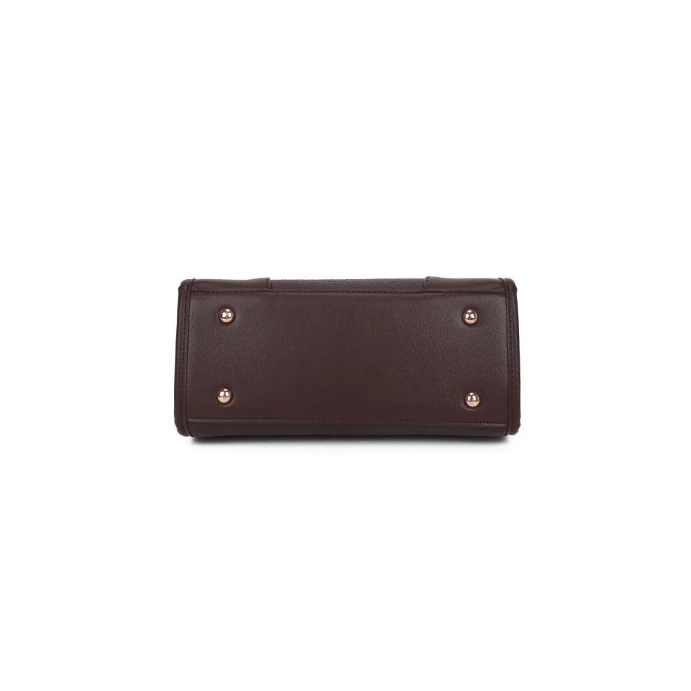 Dessous du sac Le Soranio café, base rectangulaire structurée aux bordures nettes – réf. R-2082