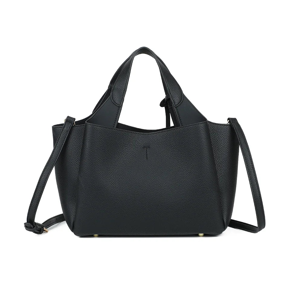 Dos du Le Soren noir : simili cuir grainé uni aux lignes épurées et minimalistes – réf. DG-5823-1