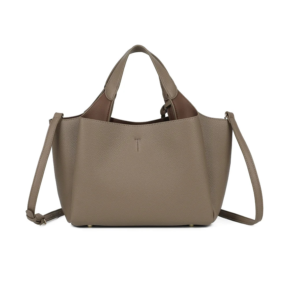 Dos du Le Soren taupe foncé : simili cuir grainé uni aux lignes épurées et minimalistes – réf. DG-5823-1