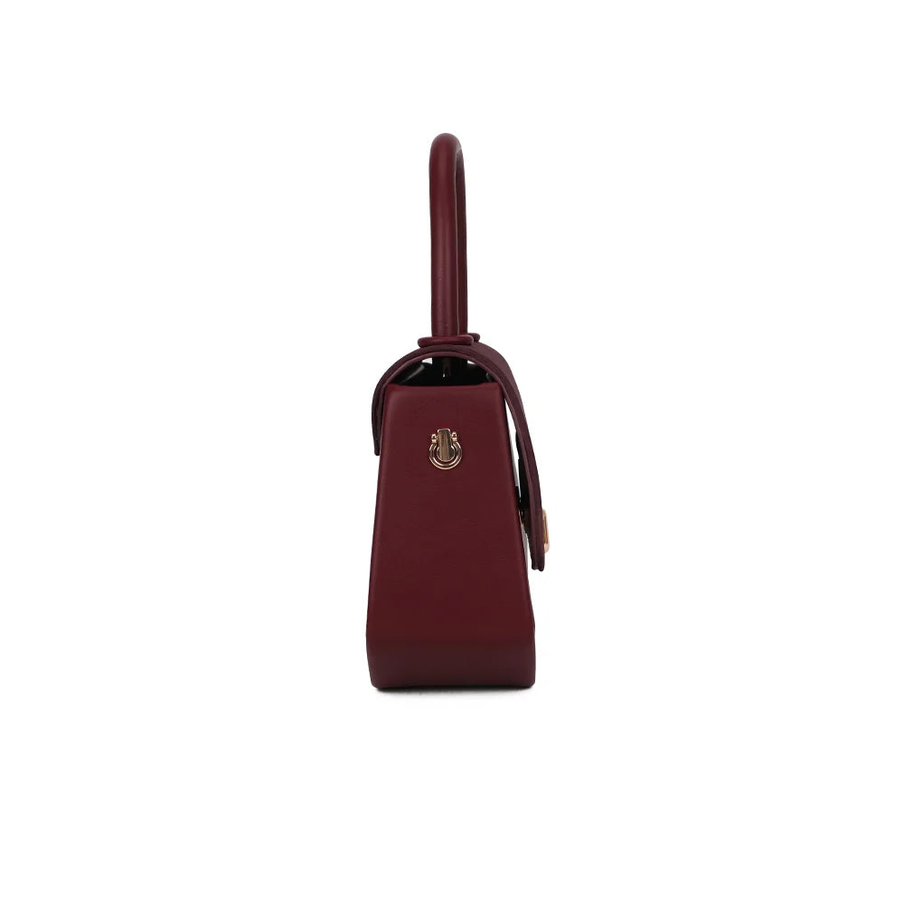 Profil du Le Tervane bordeaux : format compact de 7,5 cm de profondeur et attache dorée – réf. C-0185