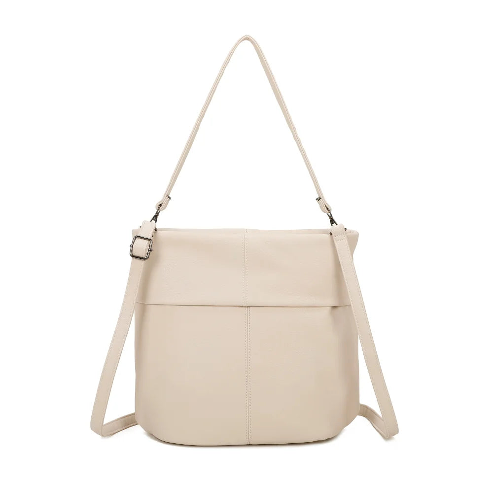 Dos du Tote Chic or : simili cuir grainé et bande rabattue sur le haut du sac – réf. KJ-62035