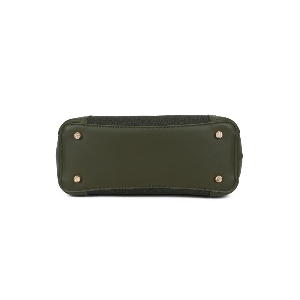 Dessous du Valdora vert foncé avec ses pieds métalliques qui protègent la base une fois posé – réf. G-7513