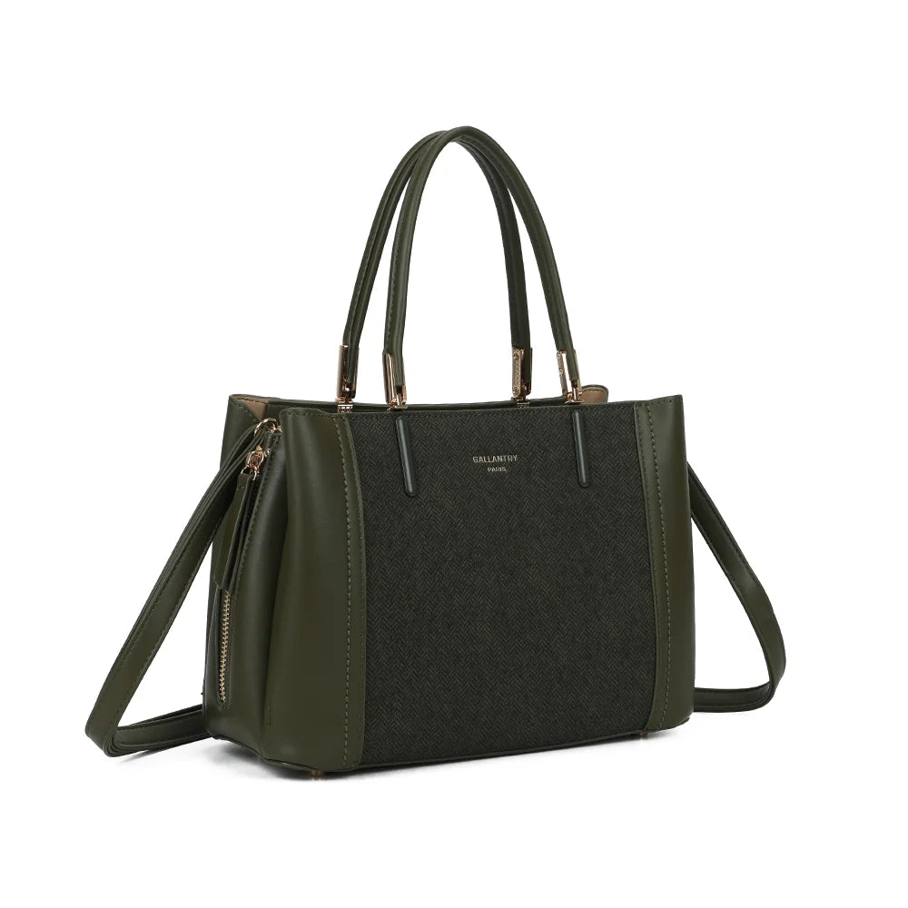 Le Valdora vert foncé de trois quarts : silhouette structurée et zip vertical doré sur le côté – réf. G-7513