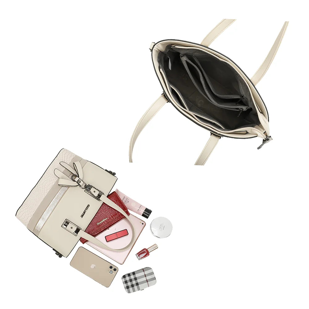 Intérieur du Le Valmire beige : poches plaquées et poche zippée, doublure synthétique – réf. M-9329-26