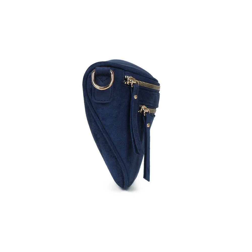 Profil du Léna Suédine bleu foncé : format compact de 10 cm de profondeur et anneaux dorés – réf. Z-83051-9