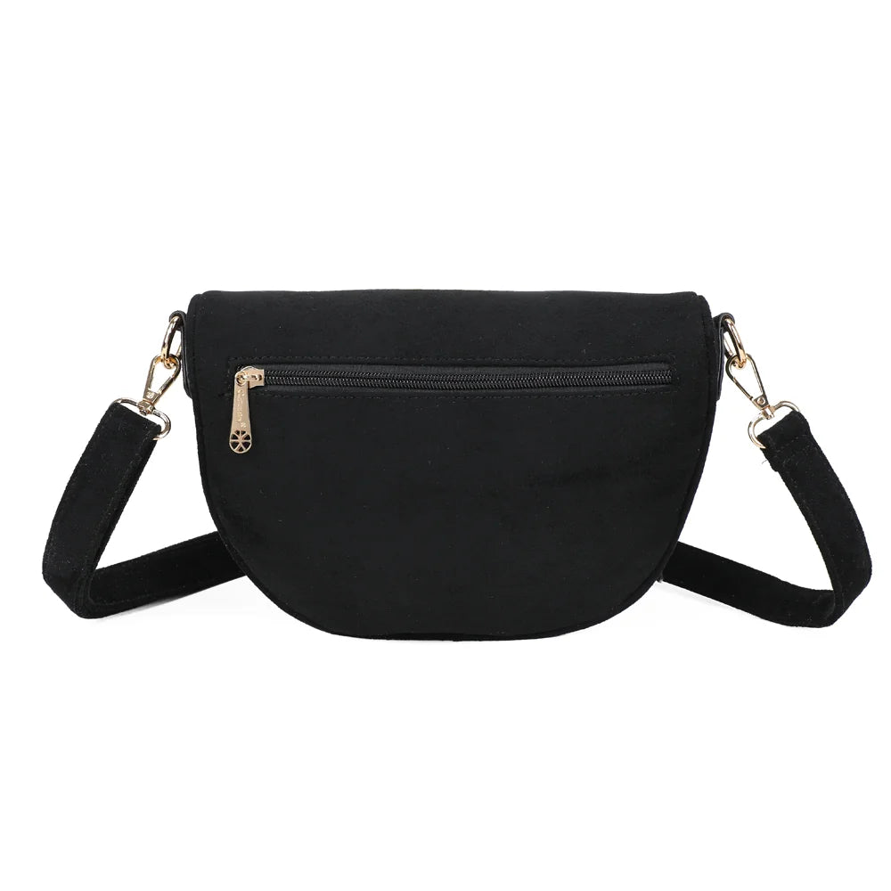 Dos du sac banane Léna Suédine noir, surface en suédine synthétique unie et douce – réf. Z-83051-9