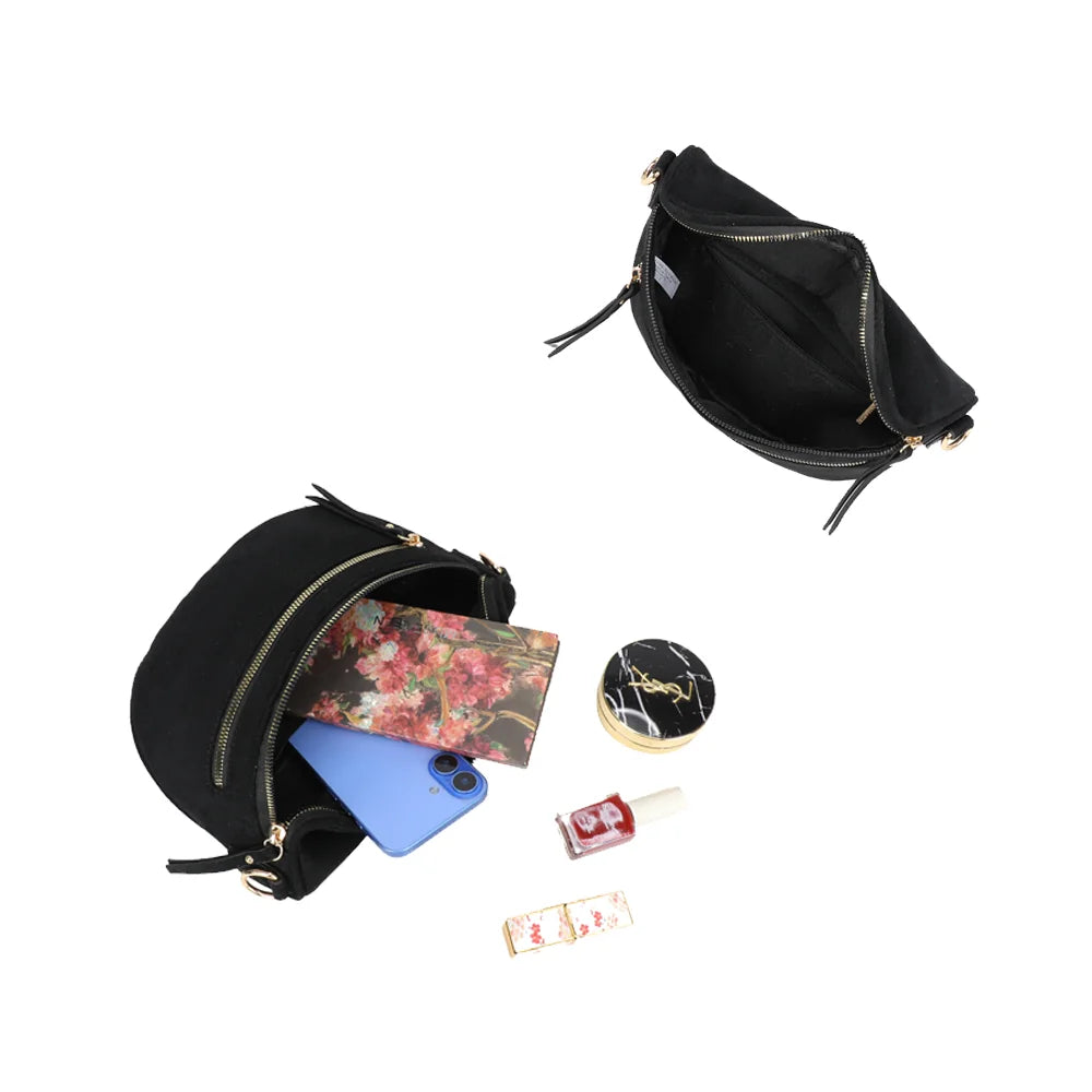 Intérieur du Léna Suédine noir : doublure synthétique grise et poche plate pour ranger – réf. Z-83051-9
