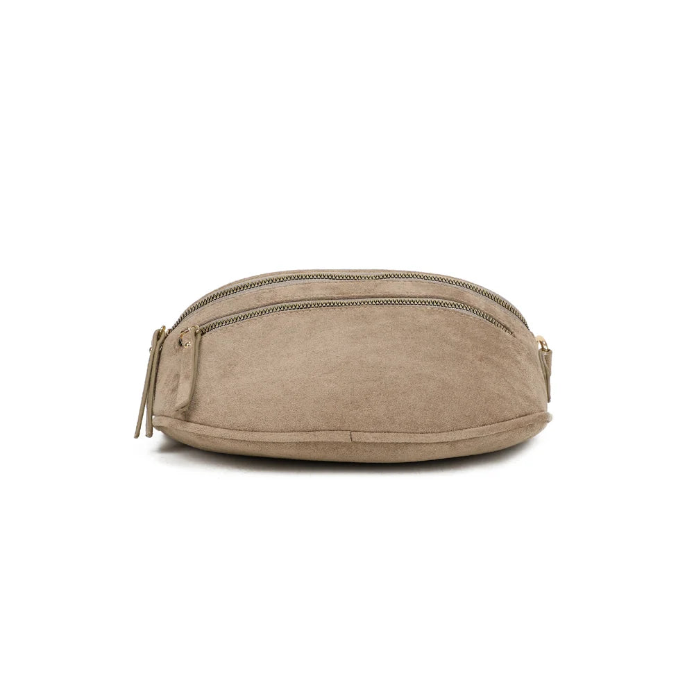 Dessous du Léna Suédine taupe foncé : base arrondie en demi-lune, en suédine synthétique vegan – réf. Z-83051-9