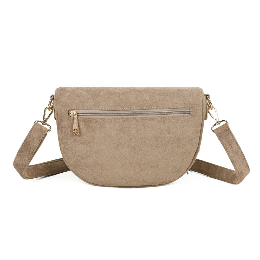 Dos du sac banane Léna Suédine taupe foncé, surface en suédine synthétique unie et douce – réf. Z-83051-9