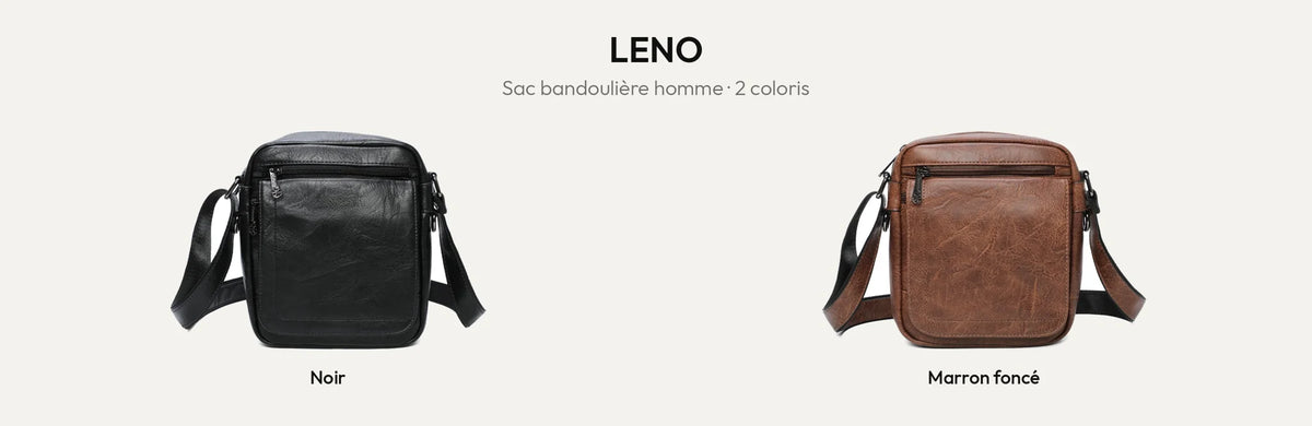 Sac bandoulière Leno en simili cuir texturé, en noir et marron foncé – Gallantry Paris – réf. G-7410