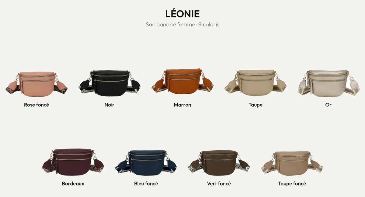 Sac banane femme Léonie en simili cuir grainé, décliné en 9 coloris – Gallantry Paris – réf. Z-83051-8