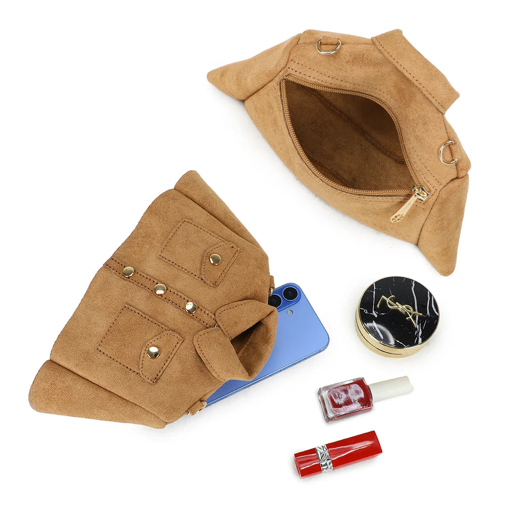 Intérieur du sac Lily kaki : compartiment zippé et doublure synthétique pour téléphone et rouge à lèvres – réf. R-2034