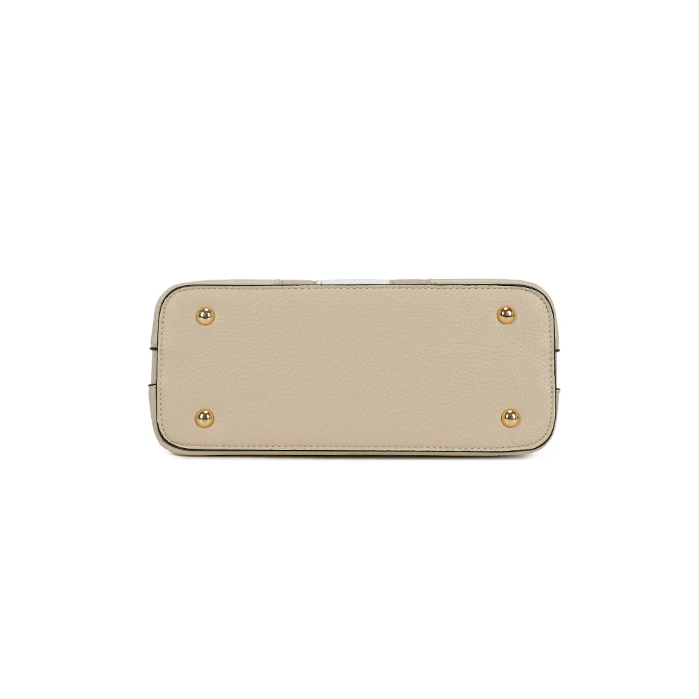 Dessous du Linéa beige : fond structuré muni de pieds métalliques qui le protègent des surfaces – réf. KJ-62051