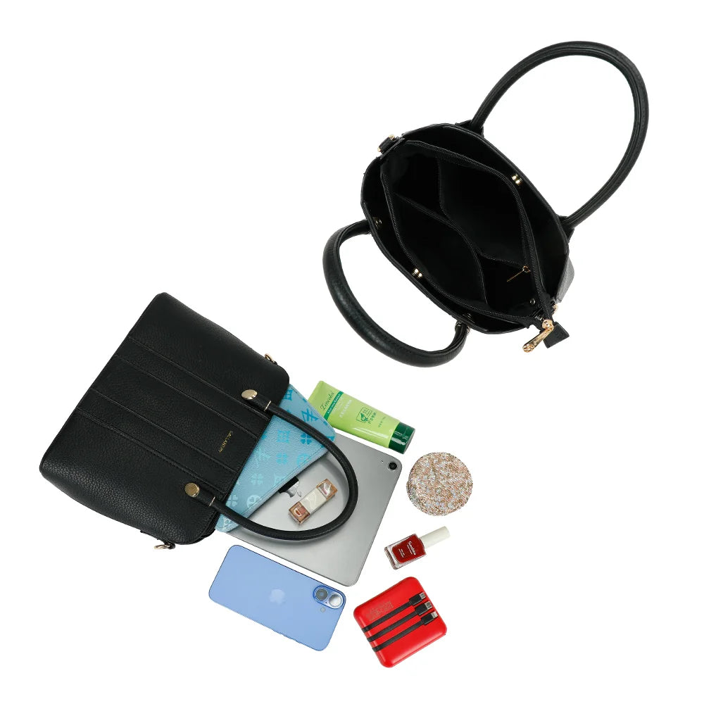 Intérieur du Linéa noir : fermeture zippée et plusieurs poches pour ranger téléphone et essentiels – réf. KJ-62051