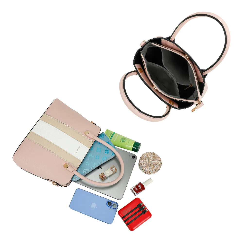 Intérieur du Linéa rose : fermeture zippée et plusieurs poches pour ranger téléphone et essentiels – réf. KJ-62051