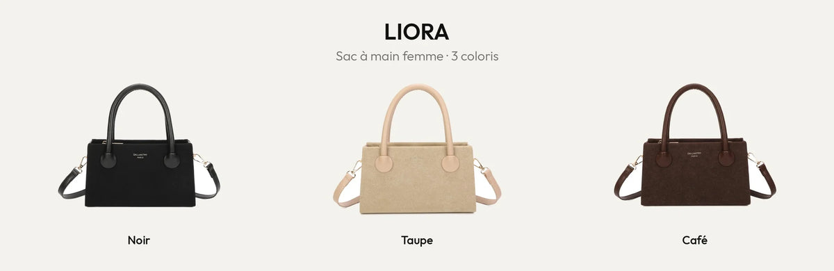 Sac à main femme Liora en coloris Noir, Taupe et Coffee – Gallantry Paris – réf. YL-26014-1