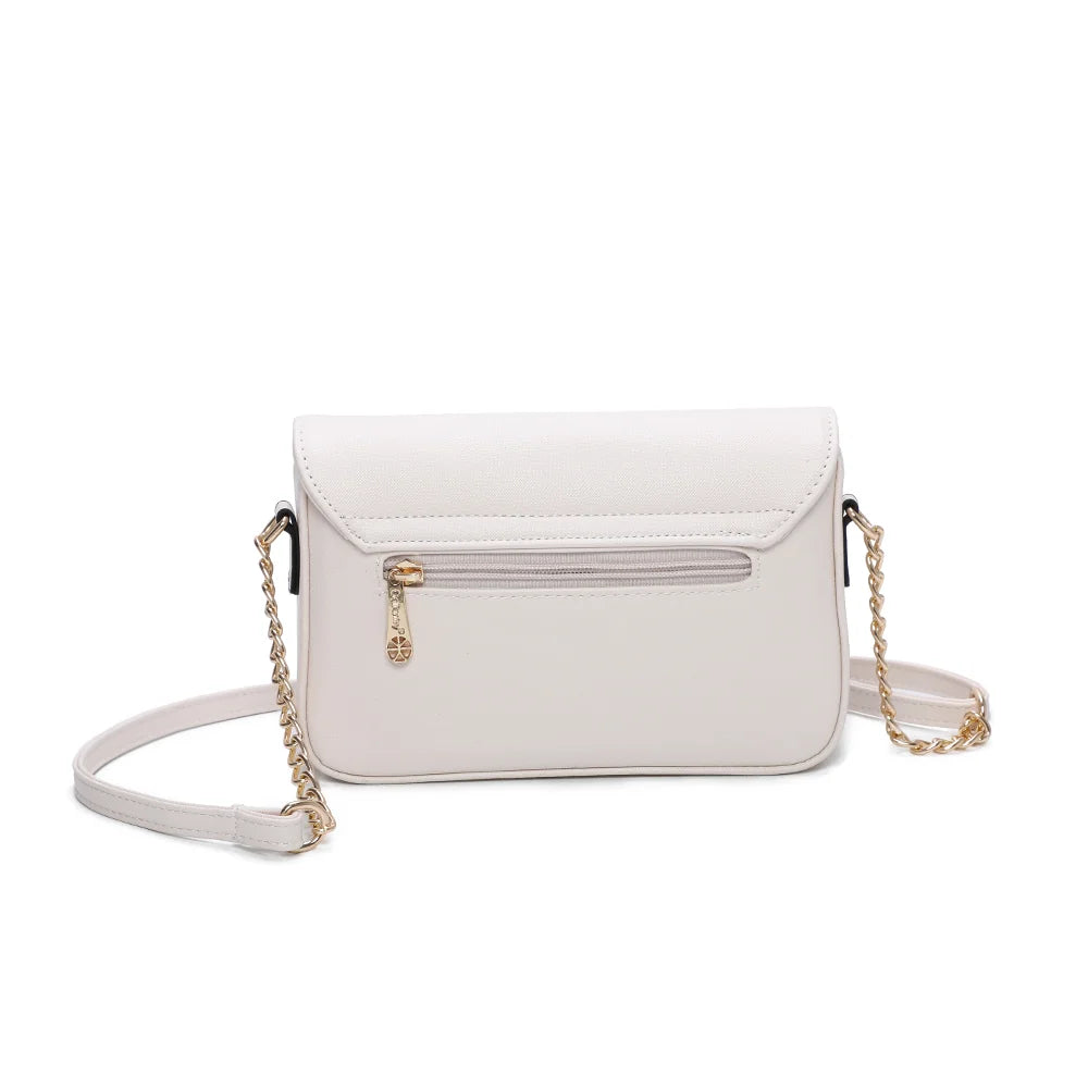Dos de Lisa beige, surface synthétique à la texture saffiano et lanière de bandoulière – réf. C-7097