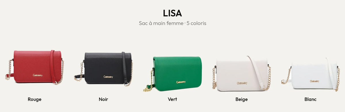 Sac à main femme Lisa en rouge, noir, vert, beige et blanc – Gallantry Paris – réf. C-7097