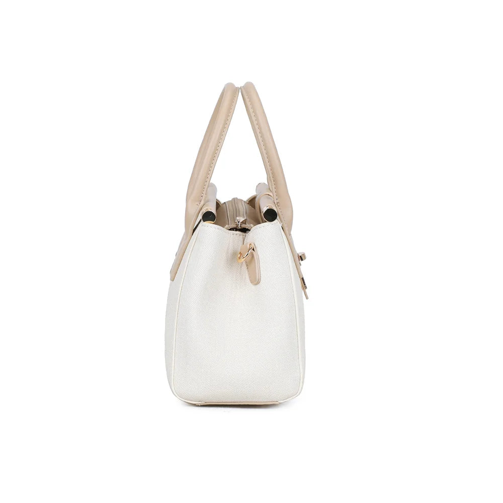 Profil du Loria Signature beige/taupe : soufflet et anneau doré pour la bandoulière amovible – réf. A-9165