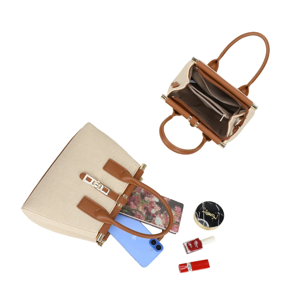 Intérieur compartimenté du Loria Signature taupe/marron, pour ranger téléphone et petits essentiels – réf. A-9165