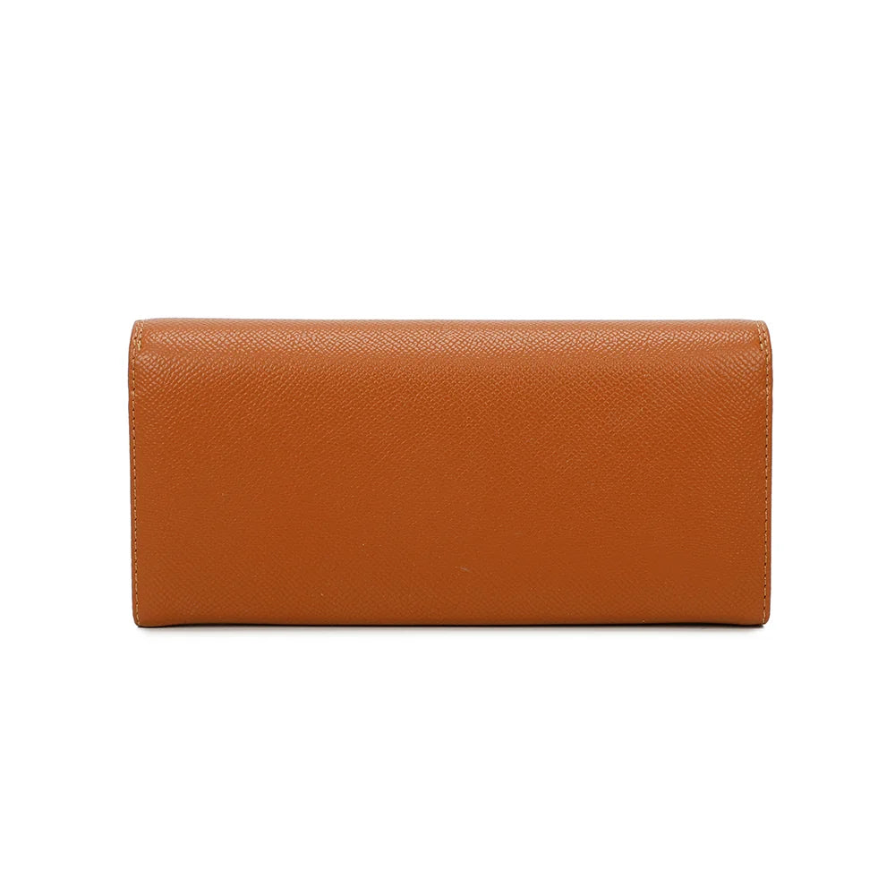Loulou camel vu de dos : surface texturée effet saffiano et surpiqûres ton sur ton – réf. FD-81001