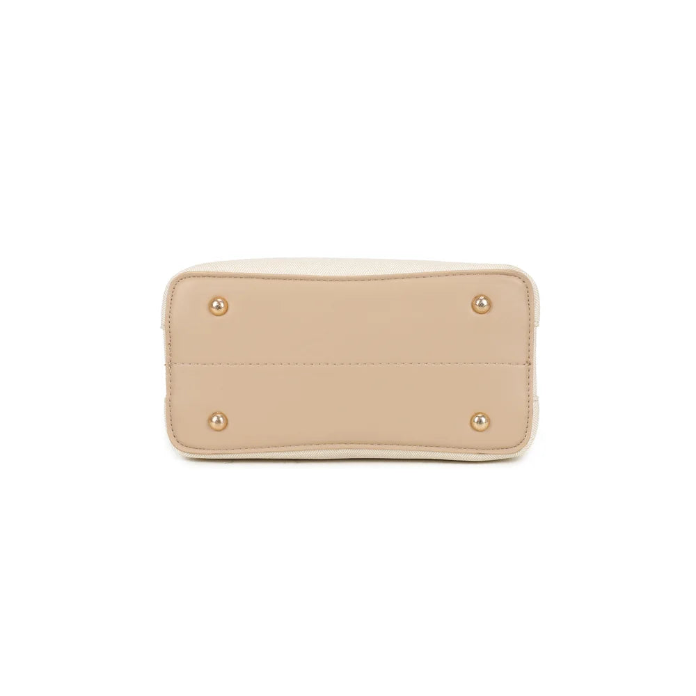 Dessous du sac Luma beige/taupe muni de pieds de protection pour une meilleure tenue – réf. A-9146