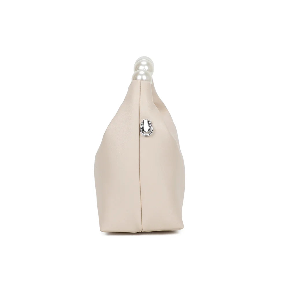 Profil du Lumière Perle beige : 10 cm de profondeur et mousqueton argenté pour accrocher la chaîne – réf. KJ-62044