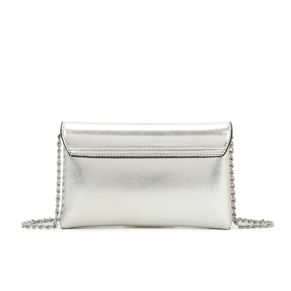 Dos de la pochette Luminia argent, surface lisse et ligne épurée – réf. R-1702
