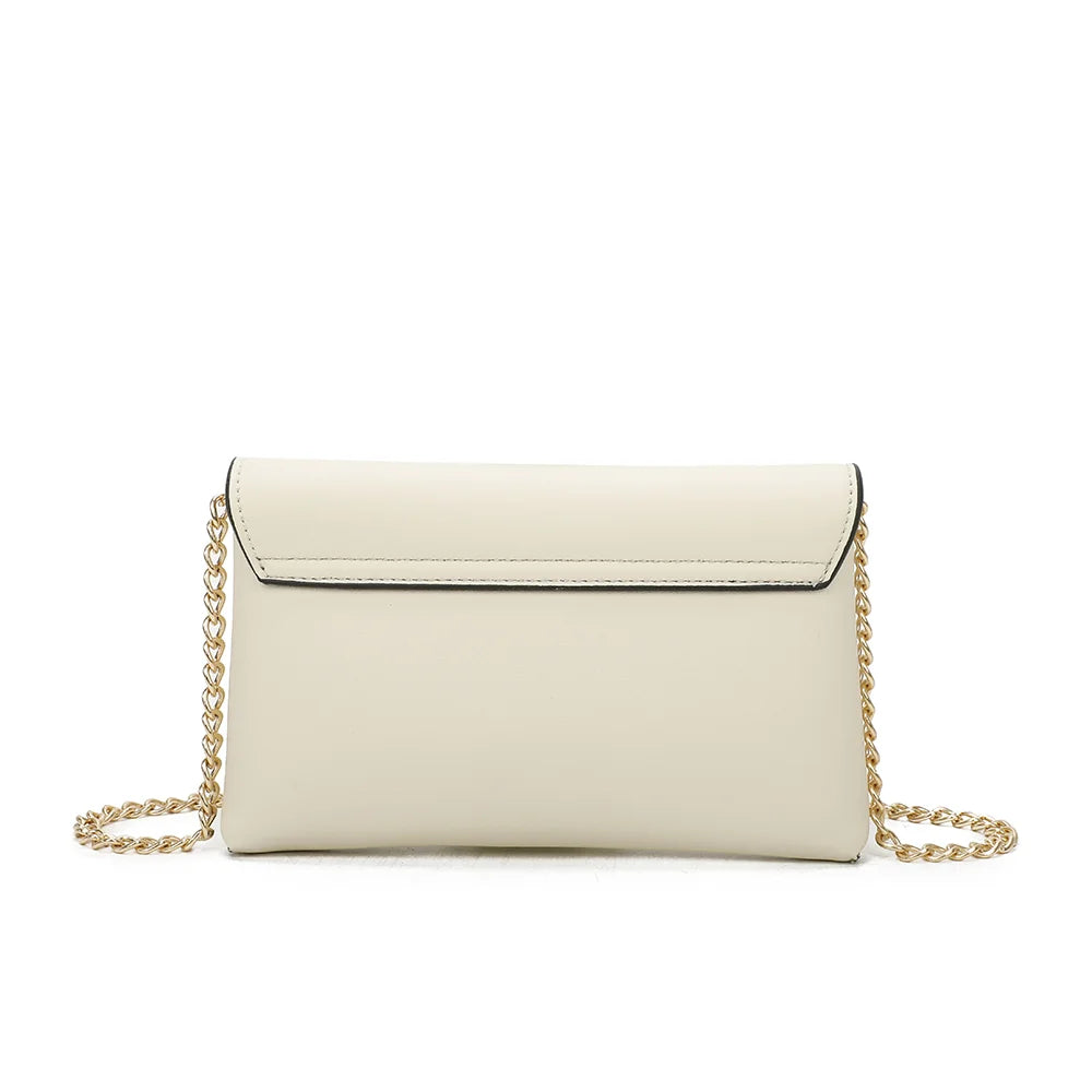 Dos de la pochette Luminia beige, surface lisse et ligne épurée – réf. R-1702