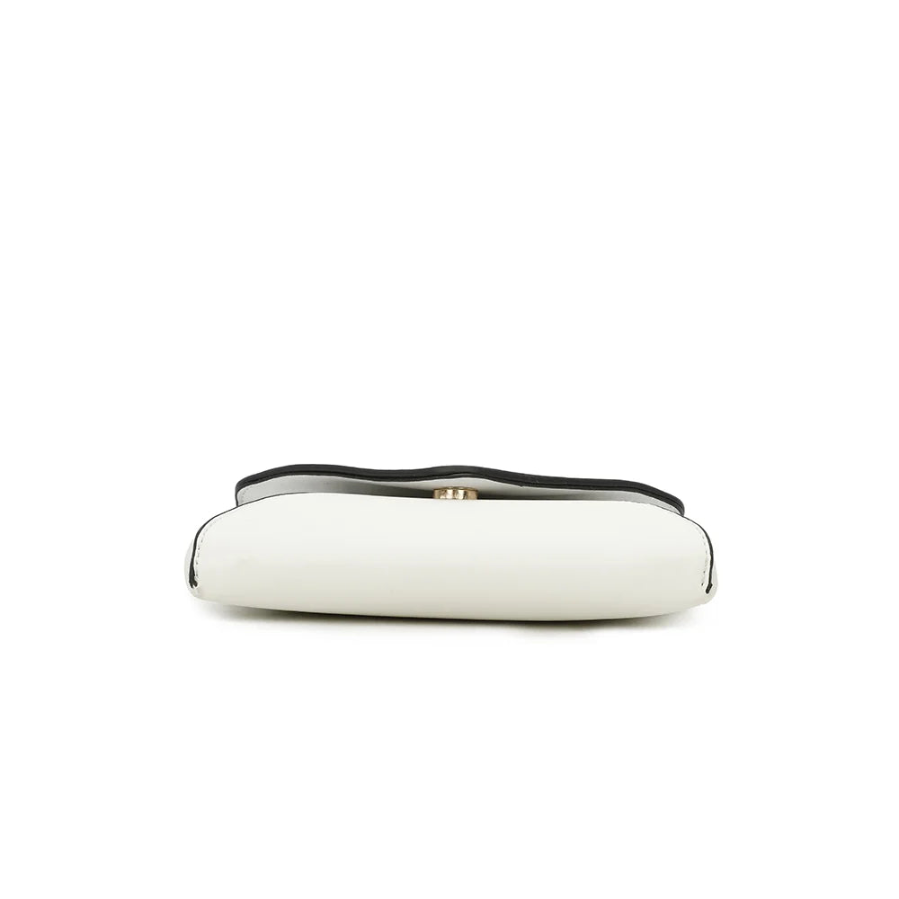 Dessous de la pochette Luminia blanc, silhouette compacte de 19,5 cm de large – réf. R-1702
