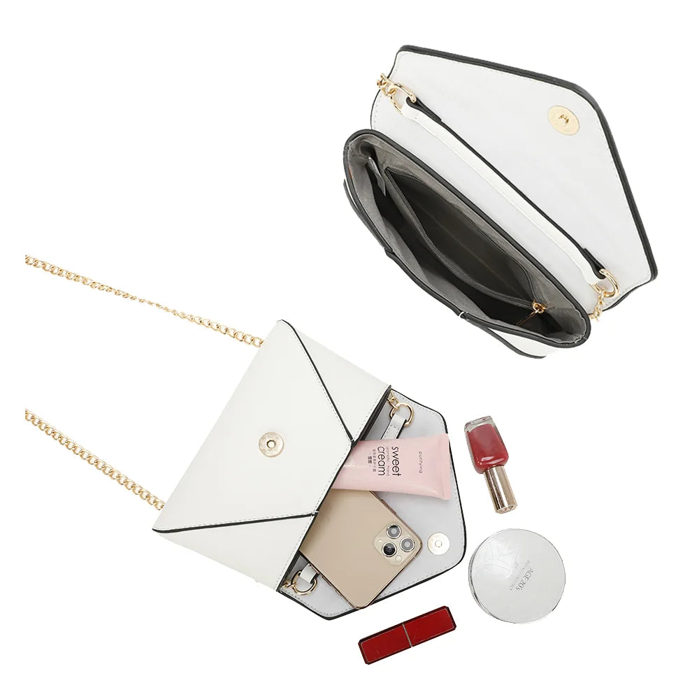 Intérieur de Luminia blanc : compartiment principal, poche zippée et bouton pression – réf. R-1702