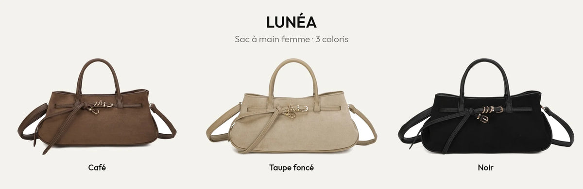 Sac à main femme Lunéa en coloris Coffee, Taupe foncé et Noir – Gallantry Paris – réf. R-2022-1