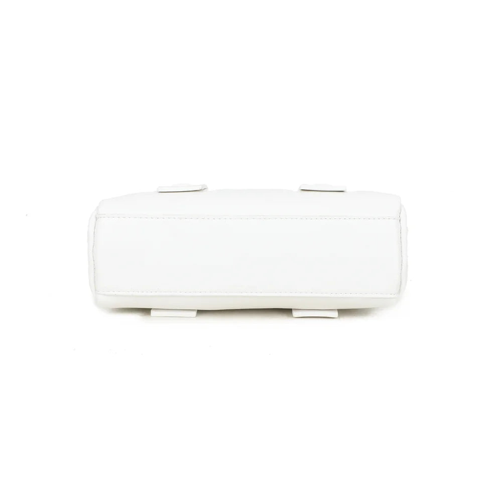 Dessous du sac Lya blanc, base de 23,5 × 8 cm pour une silhouette bowling compacte – réf. KJ-62067