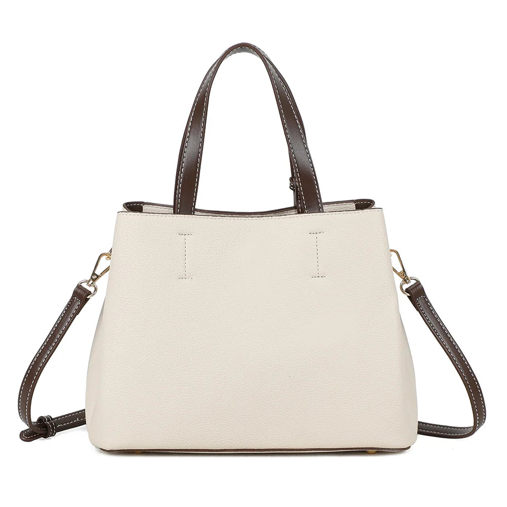 Dos du Madeleine beige/coffee : simili cuir grainé et lignes structurées – réf. DG-5815