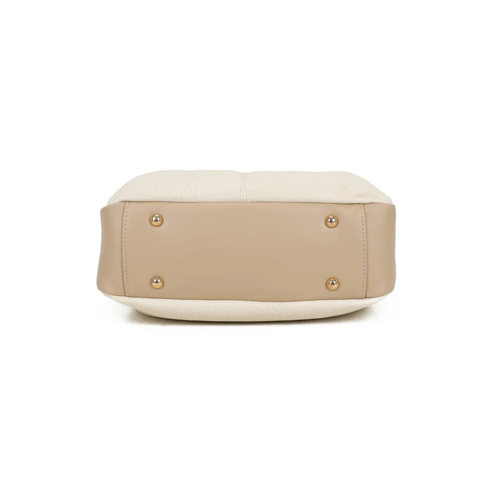 Dessous du Mademoiselle Canvas beige/taupe : base renforcée posée sur des pieds métalliques protecteurs – réf. A-9157