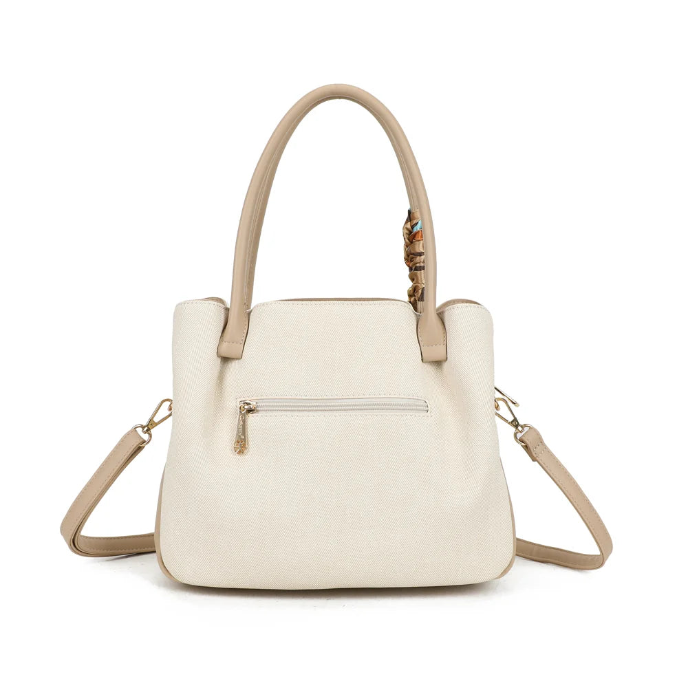Dos du Mademoiselle Canvas beige/taupe avec sa poche zippée, pratique pour le téléphone ou les cartes – réf. A-9157
