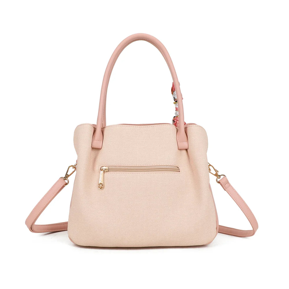 Dos du Mademoiselle Canvas rose avec sa poche zippée, pratique pour le téléphone ou les cartes – réf. A-9157