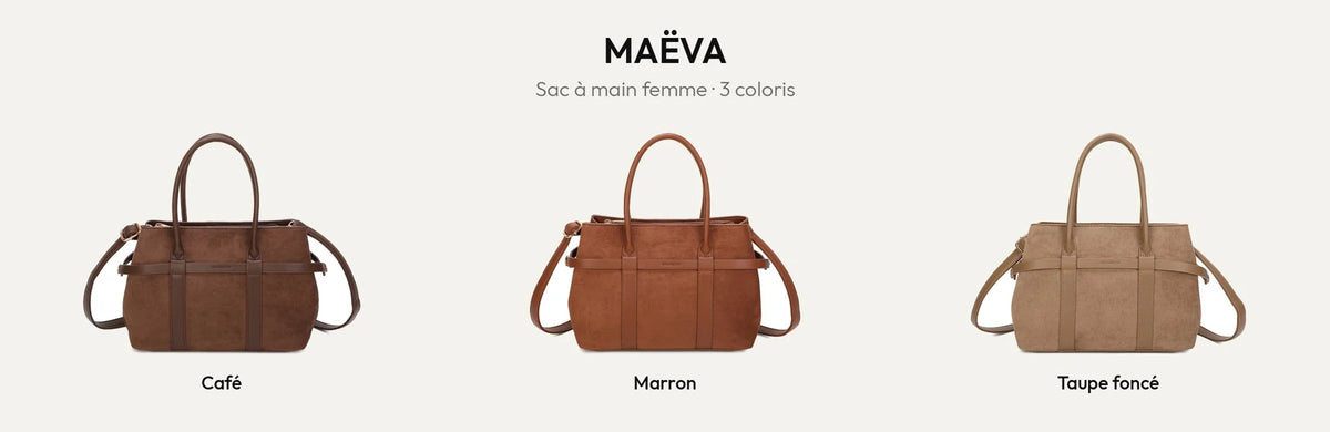 Sac à main Maëva en coloris Coffee, Marron et Taupe foncé – Gallantry Paris – réf. R-2019
