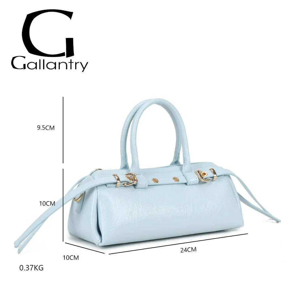 Dimensions du sac Maïa bleu clair : 24 × 10 × 10 cm, anses de 9,5 cm, poids 0,37 kg – réf. KJ-62062
