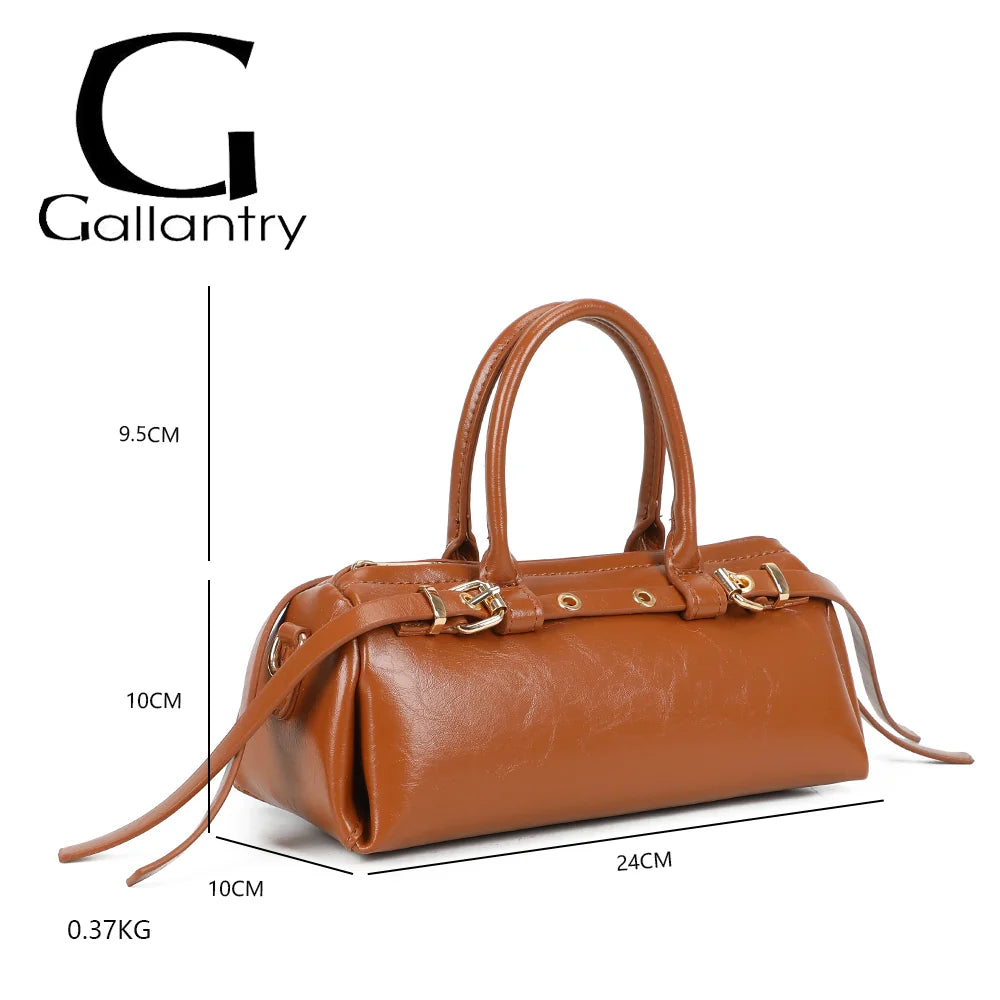 Dimensions du sac Maïa marron : 24 × 10 × 10 cm, anses de 9,5 cm, poids 0,37 kg – réf. KJ-62062