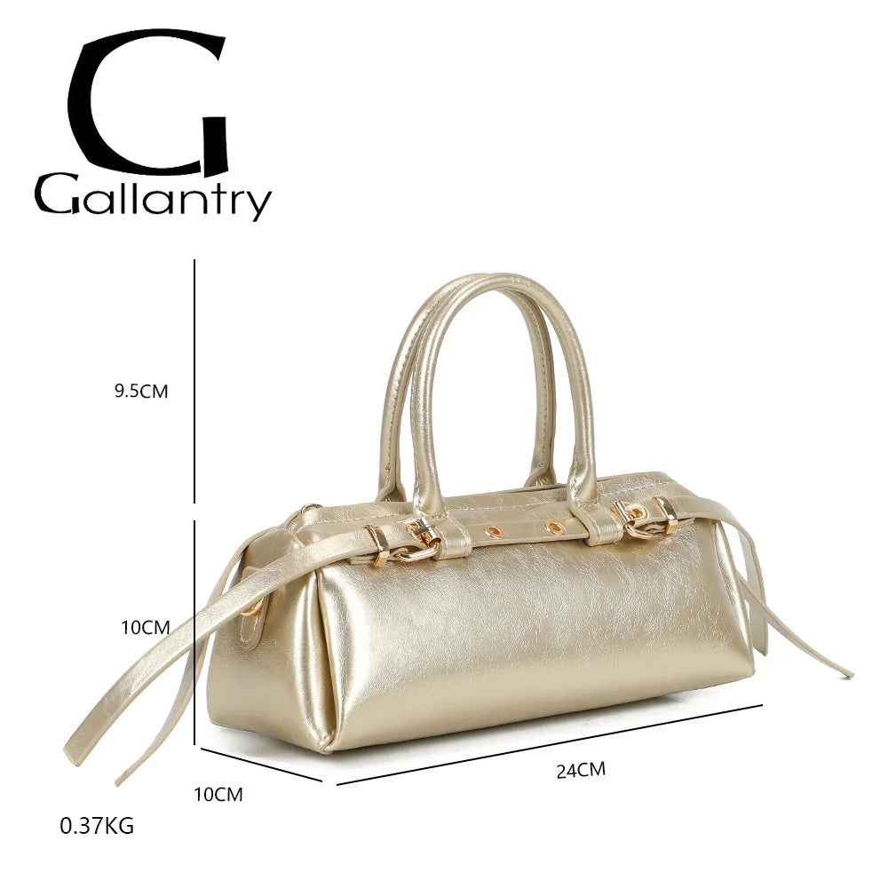 Dimensions du sac Maïa or : 24 × 10 × 10 cm, anses de 9,5 cm, poids 0,37 kg – réf. KJ-62062