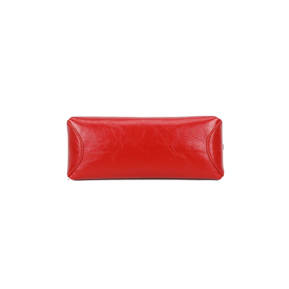 Dessous du sac Maïa rouge, forme baril compacte de 24 × 10 × 10 cm – réf. KJ-62062