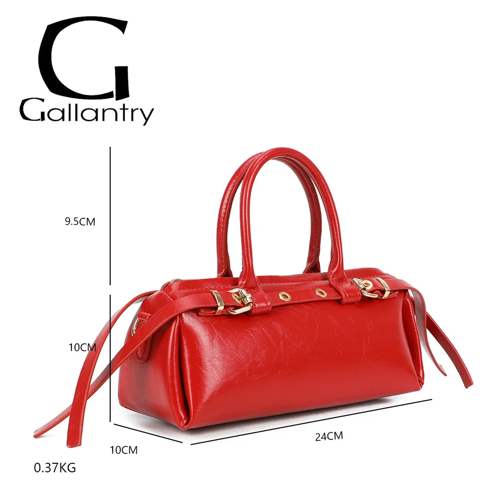 Dimensions du sac Maïa rouge : 24 × 10 × 10 cm, anses de 9,5 cm, poids 0,37 kg – réf. KJ-62062