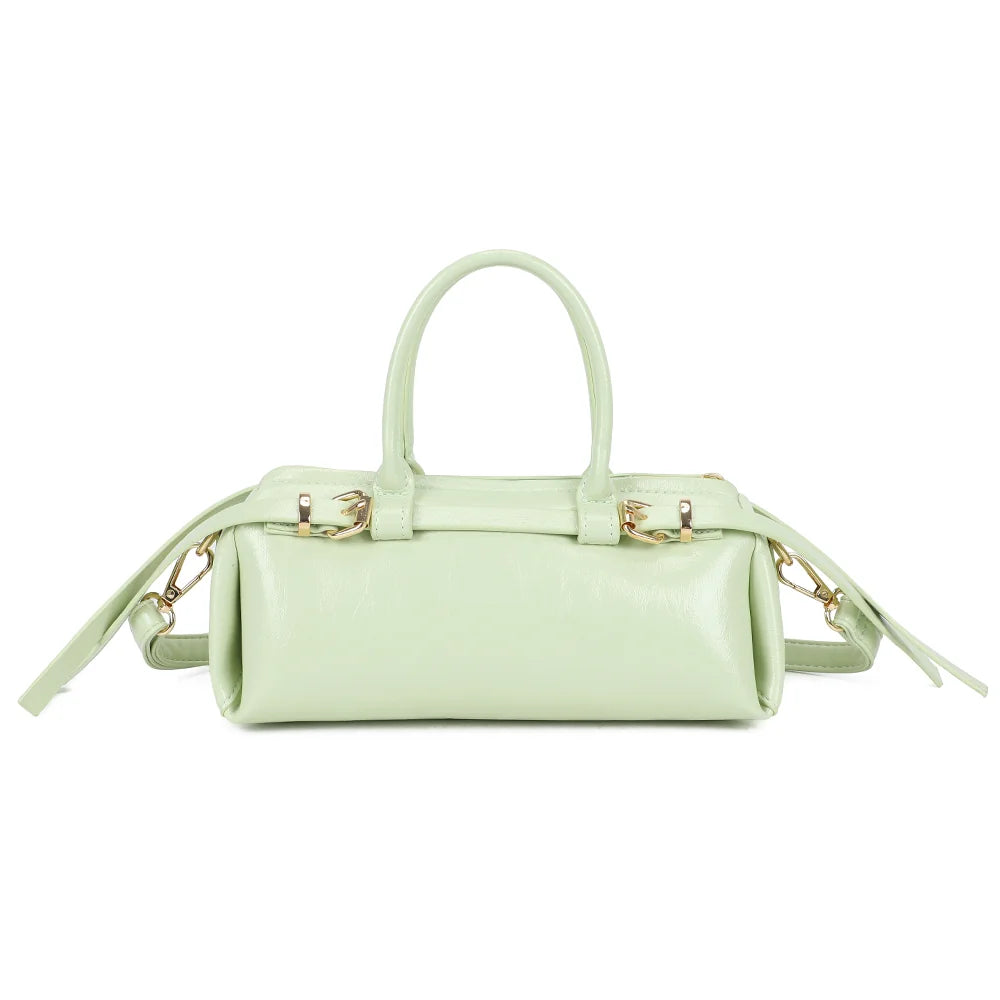 Dos du sac Maïa vert clair, surface vernie légèrement texturée et anses arrondies – réf. KJ-62062