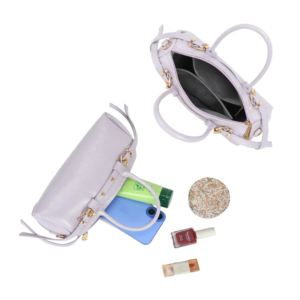 Intérieur zippé du sac Maïa violet : compartiment central et poches pour l’essentiel – réf. KJ-62062