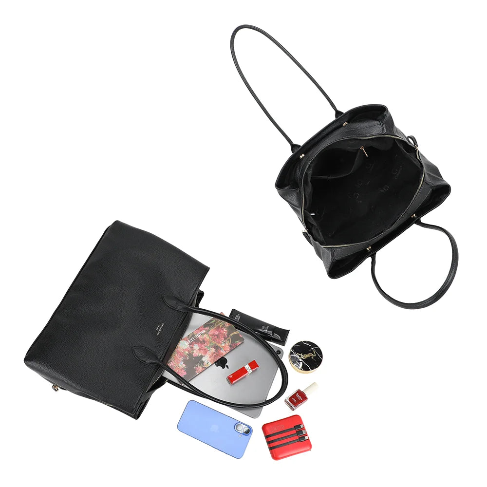Intérieur du Majestia noir : grand compartiment zippé et poche intérieure pour vos essentiels – réf. M-9460-1