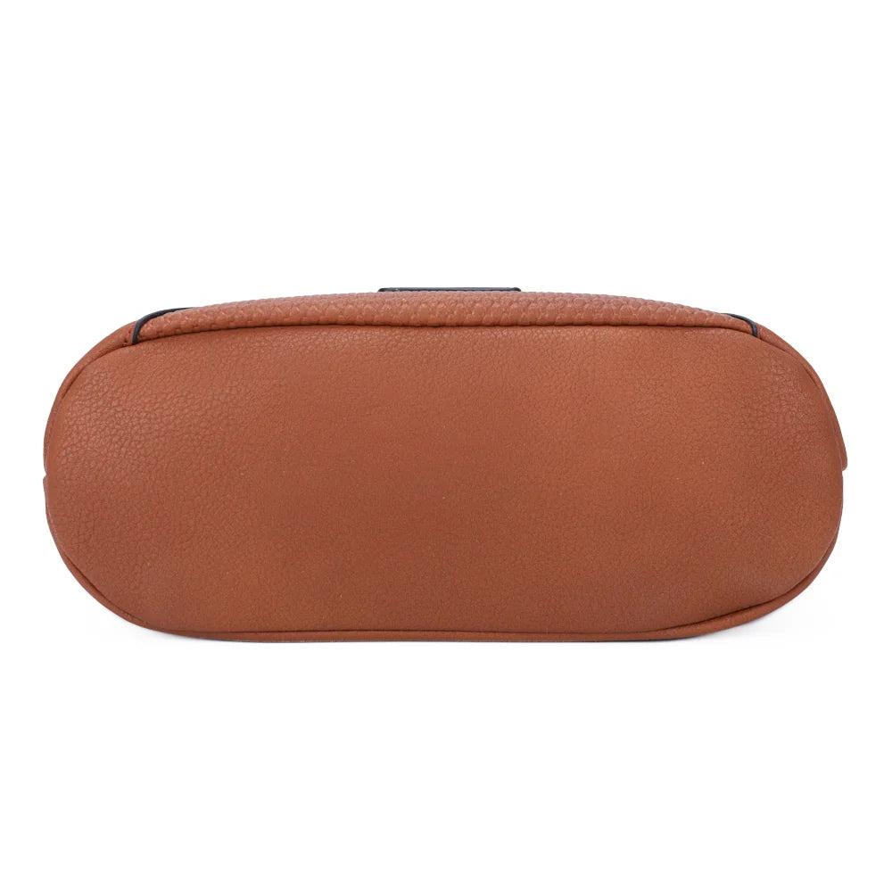 Dessous du sac Marceau marron, silhouette arrondie en simili cuir grainé vegan – réf. M-9263-5